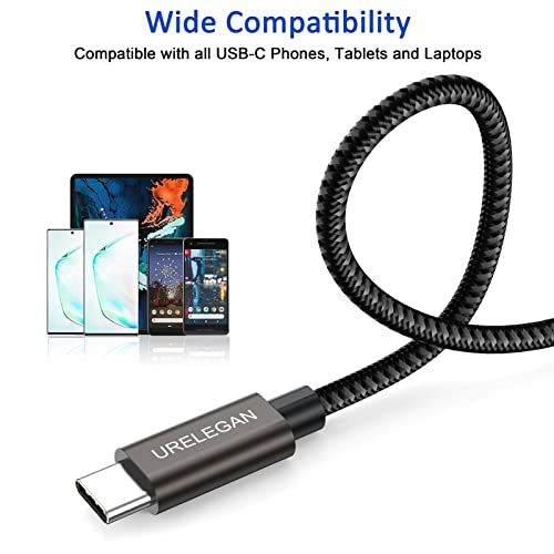 Urelegan USB C ל- USB C כבל [6ft, 2 חבילה], 60W/3A טעינה מהירה מסוג USB סוג C טעינה תואם עם גלקסי SAMSUNG